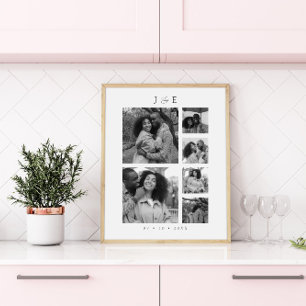Moderne Foto Collage Script Monogram Paare Poster