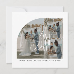 Moderne Foto-Collage Strand Ziel Hochzeit Save The Date
