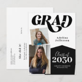 Moderne Foto Collage Typografie schwarzer Abschlus Ankündigungspostkarte (Vorne/Hinten)