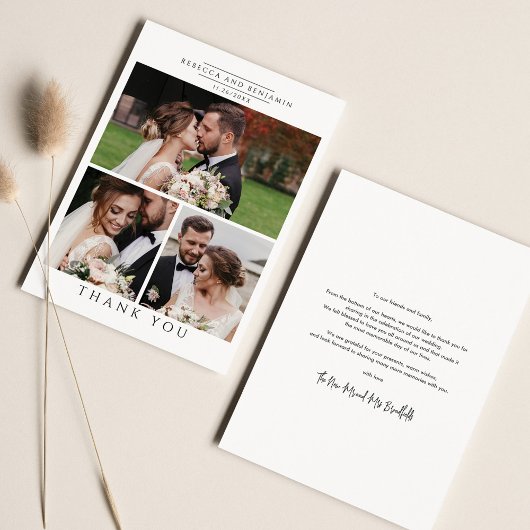 Moderne Foto Collage Wedding Dankeskarte