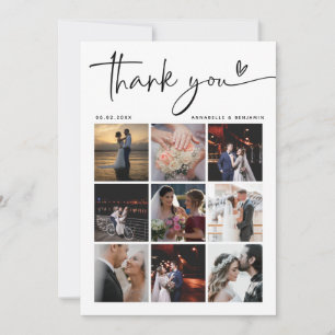Moderne Foto Collage Wedding Dankeskarte