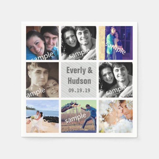 Moderne Foto Collage Wedding Napkins Serviette (Vorderseite)