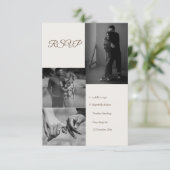Moderne Foto Collage Wedding RSVP Karte (Stehend Vorderseite)