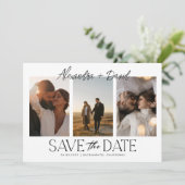 Moderne Foto Collage Wedding Save The Date (Stehend Vorderseite)
