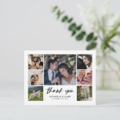 Moderne Foto Collage Wedding Vielen Dank Ankündigungspostkarte (Stehend Vorderseite)