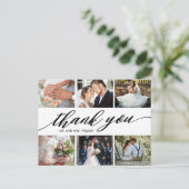 Moderne Foto Collage Wedding Vielen Dank Postkarte (Stehend Vorderseite)