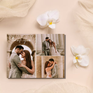 Moderne Foto Collage Wedding Vielen Dank Postkarte