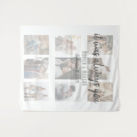 Moderne Foto Collage Wedding Wandteppich (Vorderseite (Horizontal))