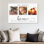 Moderne Foto Collage Zuhause nicht nur ein Ort Leinwanddruck<br><div class="desc">Diese atemberaubende Leinwand-Wandkunst zeigt eine schöne dreitulige Collage aus Foto, in der hochgeschätzte Erinnerungen ausgestellt sind, die mit der herzlichen Botschaft "Zuhause, nicht nur ein Ort, sondern ein Gefühl" geschmückt ist. Das elegante Schwarz-Weiß-Design, kombiniert mit exquisiter Schrift und Drucktypografie, schafft ein anspruchsvolles und dauerhaftes Stück, das jeden Innenstil ergänzt. Personalisieren...</div>