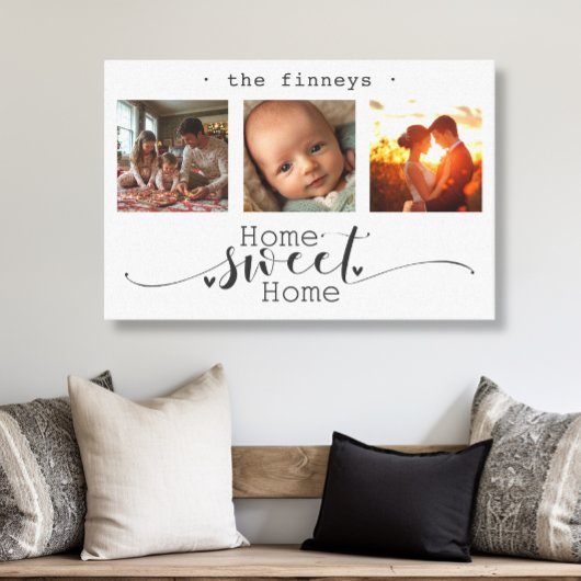 Moderne Foto Collage Zuhause Sweet Zuhause Leinwanddruck