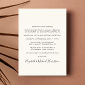 Moderne Foto Cream Wedding Empfang Einladung