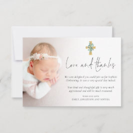 Moderne Foto Cross Christening Taufe Liebe dank Mitteilungskarte