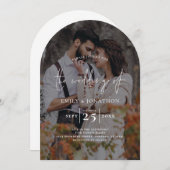 Moderne Foto Dark Overlay Script Arch Wedding Einladung (Vorne/Hinten)