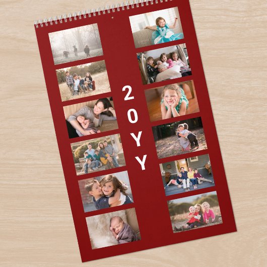 Moderne Foto-Dunkelrote Abdeckung Kalender