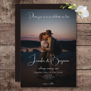 Moderne Foto Dunkle Minimal Hochzeit Einladung