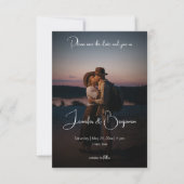 Moderne Foto Dunkle Minimal Hochzeit Save The Date (Vorderseite)