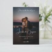 Moderne Foto Dunkle Minimal Hochzeit Save The Date (Stehend Vorderseite)