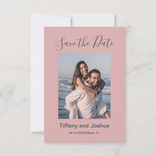 Moderne Foto Dusty Pink Save The Date (Vorderseite)