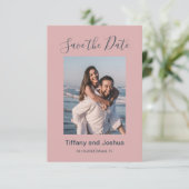 Moderne Foto Dusty Pink Save The Date (Stehend Vorderseite)