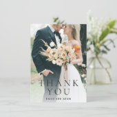 Moderne Foto-Editorial-Hochzeit Dankeskarte (Stehend Vorderseite)