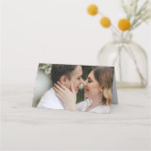 Moderne Foto-Editorial-Hochzeit Platzkarte (Rückseite)