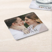 Moderne Foto-Editorial-Hochzeit Rechteckiger Pappuntersetzer (angewinkelt)