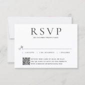 Moderne Foto-Editorial-QR-Code-Hochzeit RSVP Karte (Vorderseite)