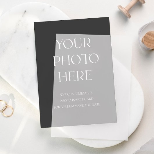 Moderne Foto-Einsteckkarte Save the Date für Vellu Einladung