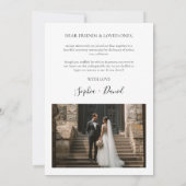 Moderne Foto Elopement-Ankündigungskarte Einladung (Rückseite)