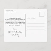 Moderne Foto Elopement Just Married Hund Hochzeit Ankündigungspostkarte (Rückseite)