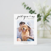Moderne Foto Elopement Just Married Hund Hochzeit Ankündigungspostkarte (Stehend Vorderseite)