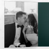 Moderne Foto Emerald Green All-in-One-Hochzeit Dreifach-gefaltete Programmkarte (Innen Erste Seite)
