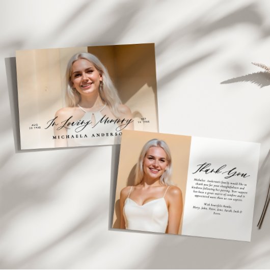 Moderne Foto-Feier/Beerdigung/Gedenkfeier Dankeskarte