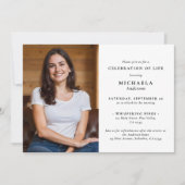 Moderne Foto-Feier/Beerdigung/Gedenkfeier Einladung (Vorderseite)