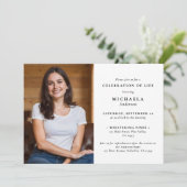 Moderne Foto-Feier/Beerdigung/Gedenkfeier Einladung (Stehend Vorderseite)