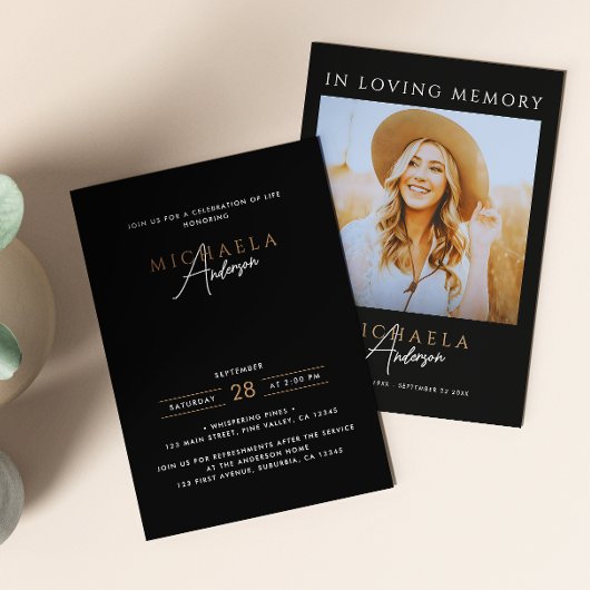 Moderne Foto-Feier/Beerdigung/Gedenkfeier Einladung
