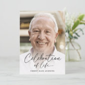 Moderne Foto-Feier zum Lebensgedanken Einladung (Stehend Vorderseite)