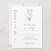 Moderne Foto Floral Mauve Wedding Einladung (Vorderseite)