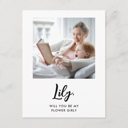 Moderne Foto Flower Girl Vorschlag Card (Vorderseite)