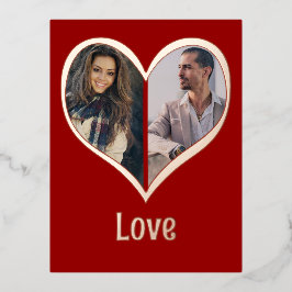 Moderne Foto Foil Heart Valentine's Day Card Folien Feiertagspostkarte