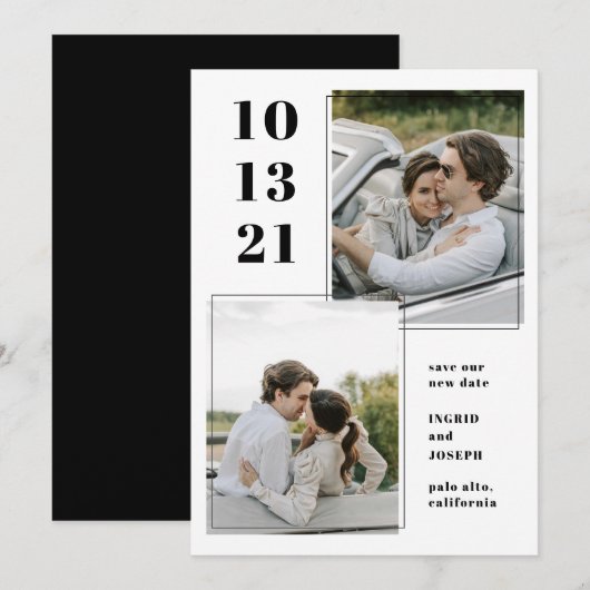 Moderne Foto-Frame-Save the Date-Karte Save The Date (Vorne/Hinten)