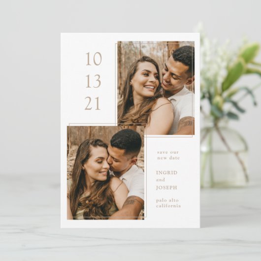 Moderne Foto-Frame-Save the Date-Karte Save The Date (Stehend Vorderseite)