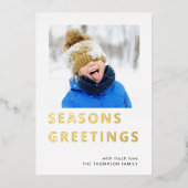 Moderne Foto-Frohe Festtage Folien Feiertagskarte (Vorderseite)