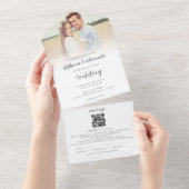 Moderne Foto Gastname Adressen QR Code Hochzeit All In One Einladung (Abreißen)