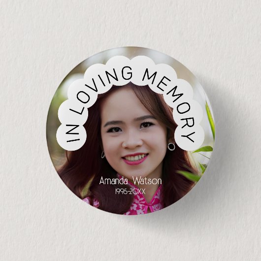 Moderne Foto Gedenkfeier Button (Vorderseite)