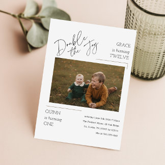 Moderne Foto Gemeinsam Kinder Geschwister Geburtst Einladung
