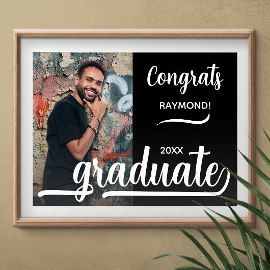 Moderne Foto Glückwunsch Graduate Black Poster