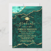 Moderne Foto Golden Green Marble Graduation Party Einladung (Vorderseite)