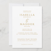 Moderne Foto-Goldtypografie-Hochzeit Einladung (Vorderseite)