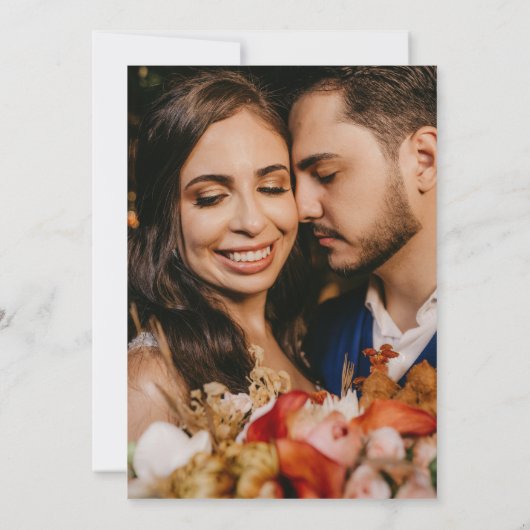 Moderne Foto-Goldtypografie-Hochzeit Einladung (Rückseite)